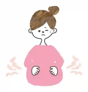 お腹が張る妊婦さんのイラスト